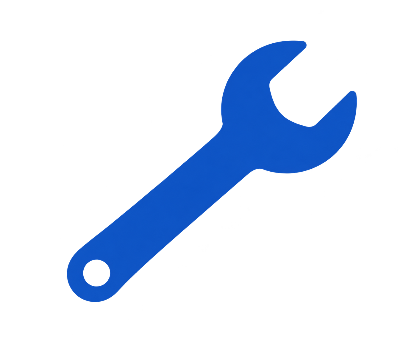 Royal blue open-ended wrench icon